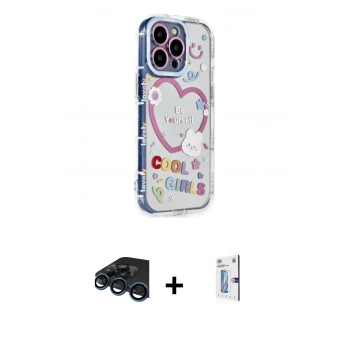 MARSİLYAN™- iPhone 15 Pro Max Kılıf Ahenk Modern Serisi - Siyah Bilvis 0.18mm Plus Cam Ekran Koruyucu + Raze Metal Kamera Lens - LT