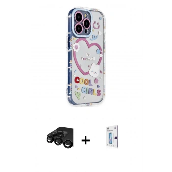 MARSİLYAN™- iPhone 15 Pro Max Kılıf Ahenk Modern Serisi - Siyah Bilvis 0.18mm Plus Cam Ekran Koruyucu + Raze Metal Kamera Lens - SH
