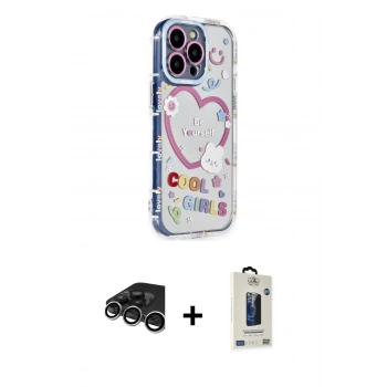 MARSİLYAN™- iPhone 15 Pro Max Kılıf Ahenk Modern Serisi - Siyah Bilvis Hayalet Cam Ekran Koruyucu + Raze Metal Kamera Lens - GS