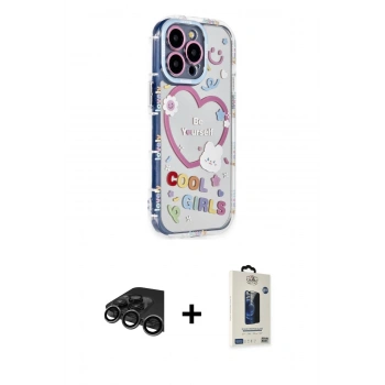 MARSİLYAN™- iPhone 15 Pro Max Kılıf Ahenk Modern Serisi - Siyah Bilvis Hayalet Cam Ekran Koruyucu + Raze Metal Kamera Lens - TMGI