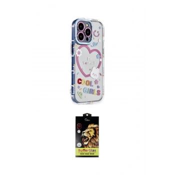 MARSİLYAN™- iPhone 15 Pro Max Kılıf Ahenk Modern Serisi - Siyah Buffer Cam Ekran Koruyucu