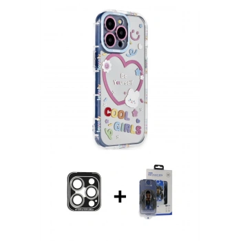 MARSİLYAN™- iPhone 15 Pro Max Kılıf Ahenk Modern Serisi - Siyah Vanessa Magic Cam + PVD Metal Kamera Lens - GS