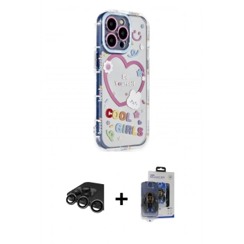 MARSİLYAN™- iPhone 15 Pro Max Kılıf Ahenk Modern Serisi - Siyah Vanessa Magic Cam + Raze Metal Kamera Lens - TMGI