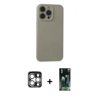 MARSİLYAN™- iPhone 15 Pro Max Kılıf Ahenk Serisi - Siyah 360 Mat Full Body Arka Koruyucu + PVD Metal Kamera Lens - GS