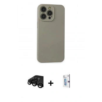 MARSİLYAN™- iPhone 15 Pro Max Kılıf Ahenk Serisi - Siyah Bilvis 0.18mm Plus Cam Ekran Koruyucu + Raze Metal Kamera Lens - SH