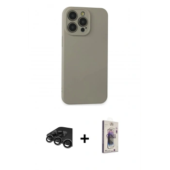 MARSİLYAN™- iPhone 15 Pro Max Kılıf Ahenk Serisi - Siyah Bilvis 3D Cam Ekran Koruyucu + Raze Metal Kamera Lens - TMGI