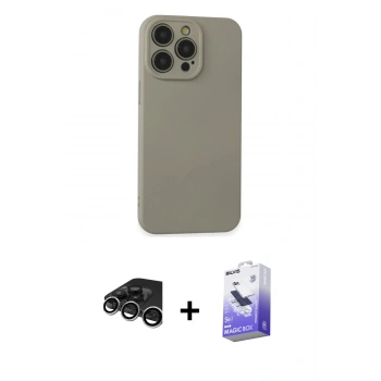 MARSİLYAN™- iPhone 15 Pro Max Kılıf Ahenk Serisi - Siyah Bilvis 5in1 5D Magic Hayalet Cam Ekran Koruyucu + Raze Metal Kamera Lens - GS