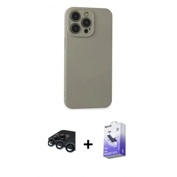 MARSİLYAN™- iPhone 15 Pro Max Kılıf Ahenk Serisi - Siyah Bilvis 5in1 5D Magic Hayalet Cam Ekran Koruyucu + Raze Metal Kamera Lens - LT