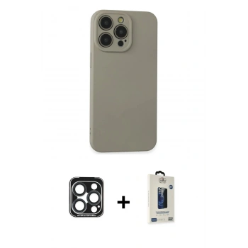 MARSİLYAN™- iPhone 15 Pro Max Kılıf Ahenk Serisi - Siyah Bilvis Hayalet Cam Ekran Koruyucu + PVD Metal Kamera Lens - LT