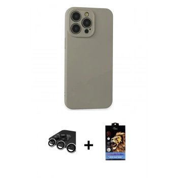 MARSİLYAN™- iPhone 15 Pro Max Kılıf Ahenk Serisi - Siyah Buffer Hayalet Cam Ekran Koruyucu + Raze Metal Kamera Lens - GS
