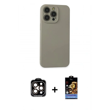 MARSİLYAN™- iPhone 15 Pro Max Kılıf Ahenk Serisi - Siyah Buffer Hayalet Cam Ekran Koruyucu + PVD Metal Kamera Lens - TU
