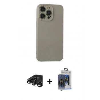 MARSİLYAN™- iPhone 15 Pro Max Kılıf Ahenk Serisi - Siyah Vanessa Magic Cam + Raze Metal Kamera Lens - TMGI