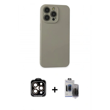 MARSİLYAN™- iPhone 15 Pro Max Kılıf Ahenk Serisi - Siyah Vanessa Magic Hayalet Cam + PVD Metal Kamera Lens - TU
