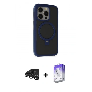 MARSİLYAN™- iPhone 15 Pro Max Kılıf Ahenk Yansıma Özel Seri - Siyah Bilvis 5in1 3D Magic Cam Ekran Koruyucu + Raze Metal Kamera Lens - TMGI