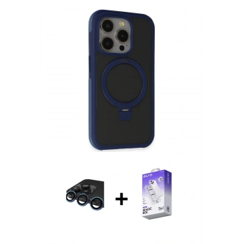 MARSİLYAN™- iPhone 15 Pro Max Kılıf Ahenk Yansıma Özel Seri - Siyah Bilvis 5in1 3D Magic Cam Ekran Koruyucu + Raze Metal Kamera Lens - LT