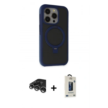 MARSİLYAN™- iPhone 15 Pro Max Kılıf Ahenk Yansıma Özel Seri - Siyah Bilvis Hayalet Cam Ekran Koruyucu + Raze Metal Kamera Lens - GS