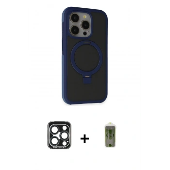 MARSİLYAN™- iPhone 15 Pro Max Kılıf Ahenk Yansıma Özel Seri - Siyah Joko Magic 5D Hayalet Cam + PVD Metal Kamera Lens - LT