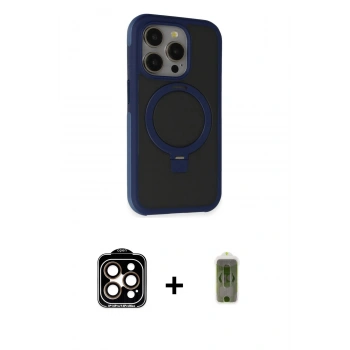 MARSİLYAN™- iPhone 15 Pro Max Kılıf Ahenk Yansıma Özel Seri - Siyah Joko Magic 5D Hayalet Cam + PVD Metal Kamera Lens - TU
