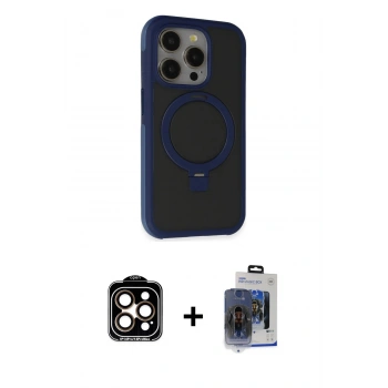 MARSİLYAN™- iPhone 15 Pro Max Kılıf Ahenk Yansıma Özel Seri - Siyah Vanessa Magic Cam + PVD Metal Kamera Lens - TU