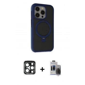 MARSİLYAN™- iPhone 15 Pro Max Kılıf Ahenk Yansıma Özel Seri - Siyah Vanessa Magic Hayalet Cam + PVD Metal Kamera Lens - LT