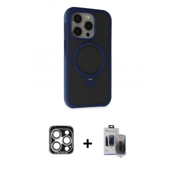 MARSİLYAN™- iPhone 15 Pro Max Kılıf Ahenk Yansıma Özel Seri - Siyah Vanessa Magic Hayalet Cam + PVD Metal Kamera Lens - GS