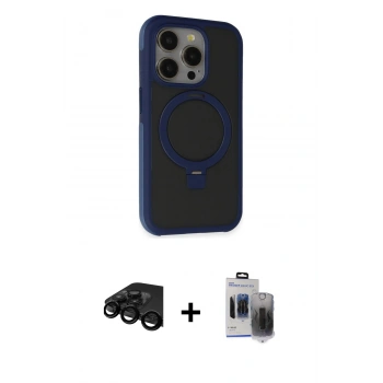 MARSİLYAN™- iPhone 15 Pro Max Kılıf Ahenk Yansıma Özel Seri - Siyah Vanessa Magic Hayalet Cam + Raze Metal Kamera Lens - SH