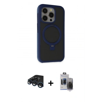 MARSİLYAN™- iPhone 15 Pro Max Kılıf Ahenk Yansıma Özel Seri - Siyah Vanessa Magic Hayalet Cam + Raze Metal Kamera Lens - LT