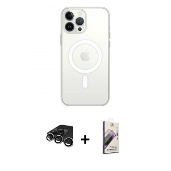 MARSİLYAN™- iPhone 15 Pro Max Kılıf Ahenk Yansıma Prime - Siyah Bilvis 3D Mat Cam Ekran Koruyucu + Raze Metal Kamera Lens - GS