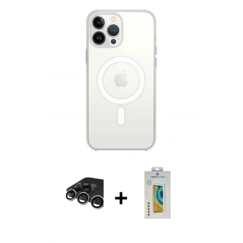 MARSİLYAN™- iPhone 15 Pro Max Kılıf Ahenk Yansıma Prime - Siyah Polymer Nano Ekran Koruyucu + Raze Metal Kamera Lens - GS