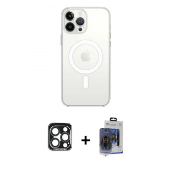 MARSİLYAN™- iPhone 15 Pro Max Kılıf Ahenk Yansıma Prime - Siyah Vanessa Magic Cam + PVD Metal Kamera Lens - LT
