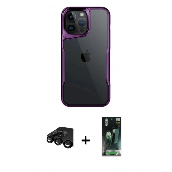 MARSİLYAN™- iPhone 15 Pro Max Kılıf Akış Çizgi Koleksiyonu - Siyah 360 Mat Full Body Arka Koruyucu + Raze Metal Kamera Lens - SH