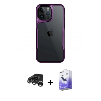 MARSİLYAN™- iPhone 15 Pro Max Kılıf Akış Çizgi Koleksiyonu - Siyah Bilvis 5in1 5D Magic Hayalet Cam Ekran Koruyucu + Raze Metal Kamera Lens - GS