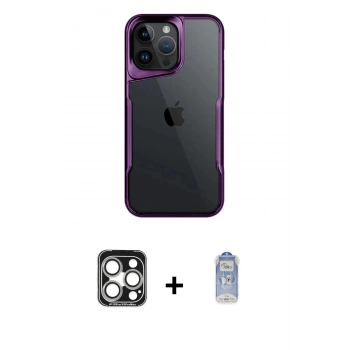 MARSİLYAN™- iPhone 15 Pro Max Kılıf Akış Çizgi Koleksiyonu - Siyah Joko Magic 5D Cam + PVD Metal Kamera Lens - GS