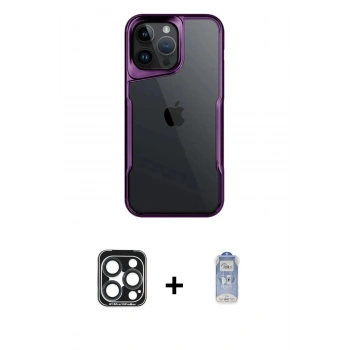 MARSİLYAN™- iPhone 15 Pro Max Kılıf Akış Çizgi Koleksiyonu - Siyah Joko Magic 5D Cam + PVD Metal Kamera Lens - LT