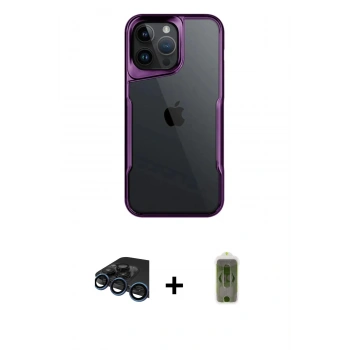 MARSİLYAN™- iPhone 15 Pro Max Kılıf Akış Çizgi Koleksiyonu - Siyah Joko Magic 5D Hayalet Cam + Raze Metal Kamera Lens - LT