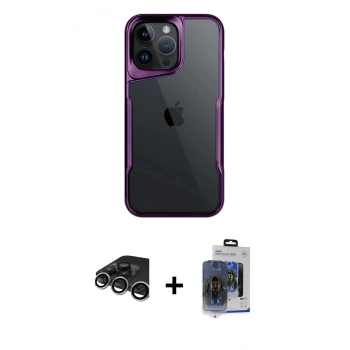 MARSİLYAN™- iPhone 15 Pro Max Kılıf Akış Çizgi Koleksiyonu - Siyah Vanessa Magic Cam + Raze Metal Kamera Lens - GS