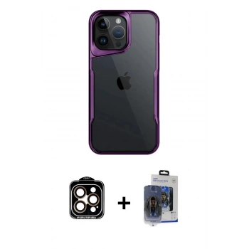 MARSİLYAN™- iPhone 15 Pro Max Kılıf Akış Çizgi Koleksiyonu - Siyah Vanessa Magic Cam + PVD Metal Kamera Lens - TU