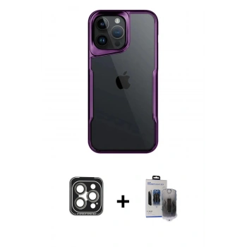 MARSİLYAN™- iPhone 15 Pro Max Kılıf Akış Çizgi Koleksiyonu - Siyah Vanessa Magic Hayalet Cam + PVD Metal Kamera Lens - GI