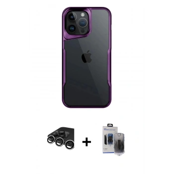 MARSİLYAN™- iPhone 15 Pro Max Kılıf Akış Çizgi Koleksiyonu - Siyah Vanessa Magic Hayalet Cam + Raze Metal Kamera Lens - GS