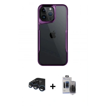MARSİLYAN™- iPhone 15 Pro Max Kılıf Akış Çizgi Koleksiyonu - Siyah Vanessa Magic Hayalet Cam + Raze Metal Kamera Lens - LT