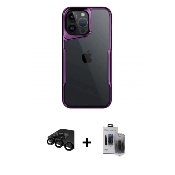 MARSİLYAN™- iPhone 15 Pro Max Kılıf Akış Çizgi Koleksiyonu - Siyah Vanessa Magic Hayalet Cam + Raze Metal Kamera Lens - SH