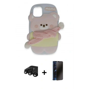 MARSİLYAN™- iPhone 15 Pro Max Kılıf Akış Yansıma - Siyah 3D Antistatik Hayalet Cam Ekran Koruyucu + Raze Metal Kamera Lens - SH