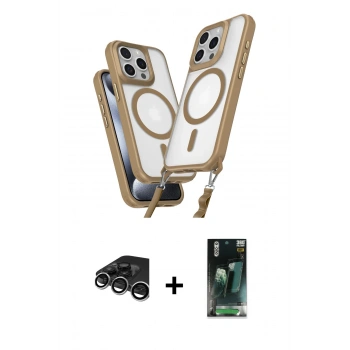 MARSİLYAN™- iPhone 15 Pro Max Kılıf Atlas Doku Koleksiyonu - Şeffaf 360 Full Body Arka Koruyucu + Raze Metal Kamera Lens - GS