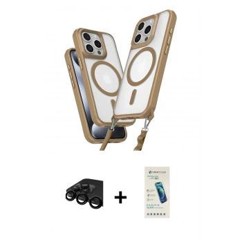 MARSİLYAN™- iPhone 15 Pro Max Kılıf Atlas Doku Koleksiyonu - Şeffaf Pasifik Cam Ekran Koruyucu + Raze Metal Kamera Lens - SH