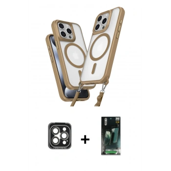 MARSİLYAN™- iPhone 15 Pro Max Kılıf Atlas Doku Koleksiyonu - Siyah 360 Mat Full Body Arka Koruyucu + PVD Metal Kamera Lens - GI