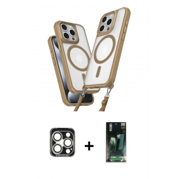 MARSİLYAN™- iPhone 15 Pro Max Kılıf Atlas Doku Koleksiyonu - Siyah 360 Mat Full Body Arka Koruyucu + PVD Metal Kamera Lens - GS