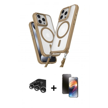 MARSİLYAN™- iPhone 15 Pro Max Kılıf Atlas Doku Koleksiyonu - Siyah 3D Antistatik Mat Seramik Nano Ekran Koruyucu + Raze Metal Kamera Lens - GS