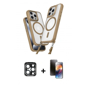 MARSİLYAN™- iPhone 15 Pro Max Kılıf Atlas Doku Koleksiyonu - Siyah 3D Antistatik Mat Seramik Nano Ekran Koruyucu + PVD Metal Kamera Lens - LT