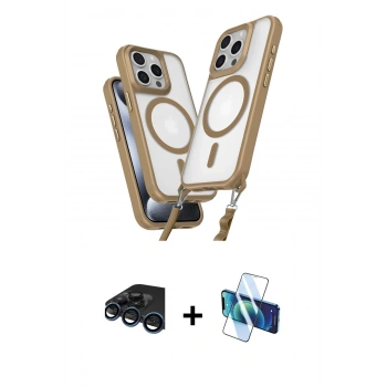 MARSİLYAN™- iPhone 15 Pro Max Kılıf Atlas Doku Koleksiyonu - Siyah 3D Antistatik Seramik Nano Ekran Koruyucu + Raze Metal Kamera Lens - LT