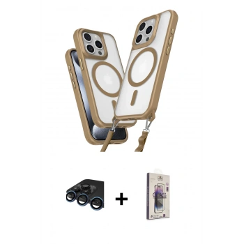 MARSİLYAN™- iPhone 15 Pro Max Kılıf Atlas Doku Koleksiyonu - Siyah Bilvis 3D Cam Ekran Koruyucu + Raze Metal Kamera Lens - LT